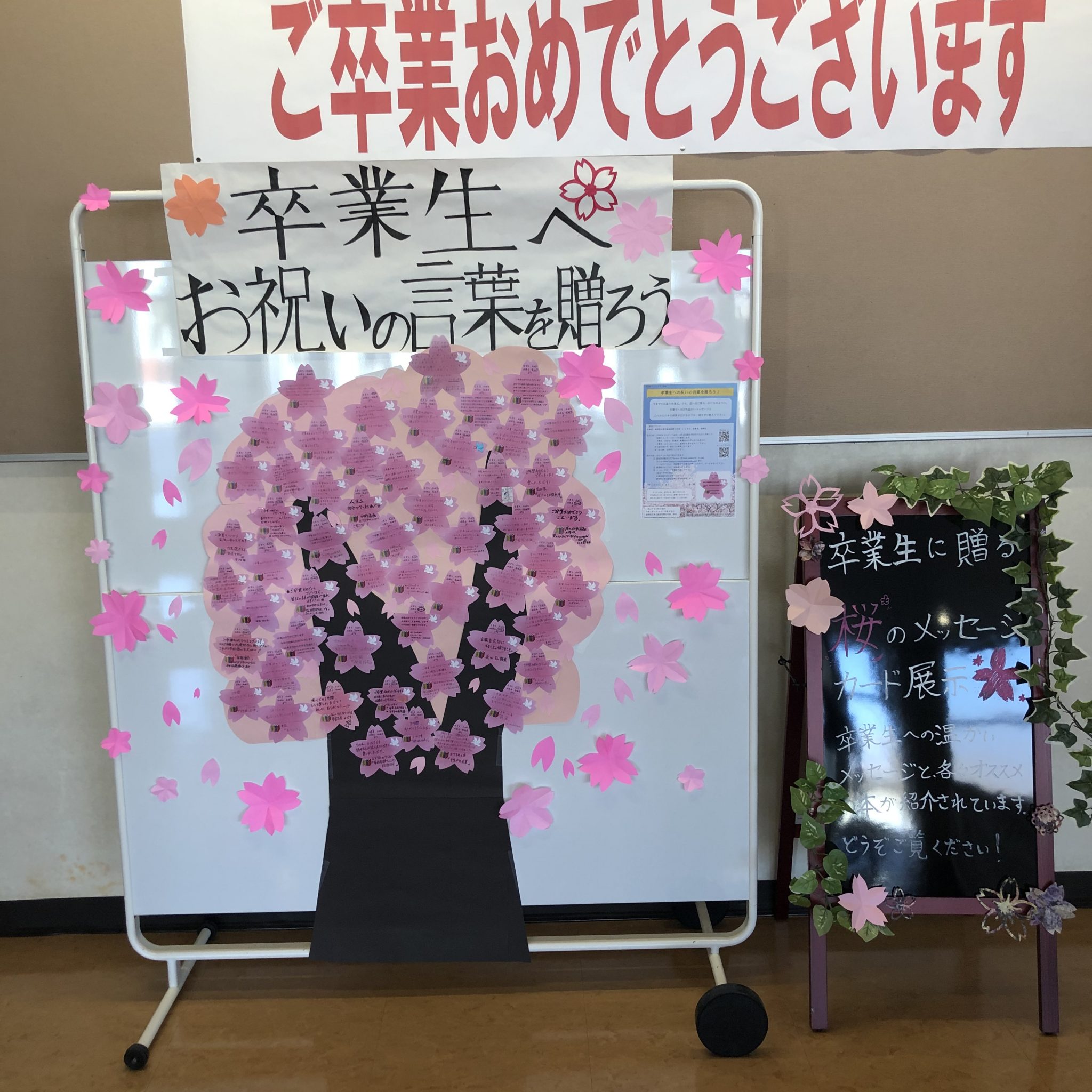 「卒業生に贈る 桜のメッセージカード」を展示しました ｜ 国学院大学北海道短期大学部